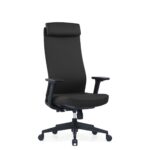Silla ejecutiva NEW ELEGANCE en colores negro y gris con cabecero ajustable, soporte lumbar y brazos 4D